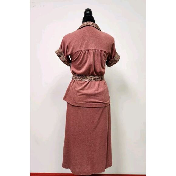 Vtg 70s Tejo Of California Women's Skirt Set Large Terracotta No Size Tag - Picture 3 of 13